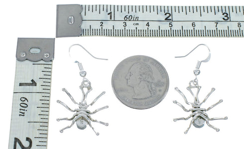 Sterling Silver Spider Turquoise Native American Hook Earrings X10828